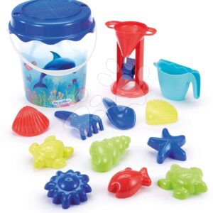 Kbelík set Delfín Bucket Dolphin Écoiffier 21 cm výška průsvitný s 12 doplňky od 18 měsíců