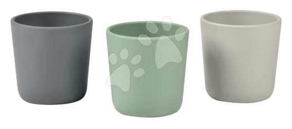Kelímky pro miminka Silicone Glass Set Beaba Grey Sage & Mineral ze silikonu 3 kusy od 4 měsíců