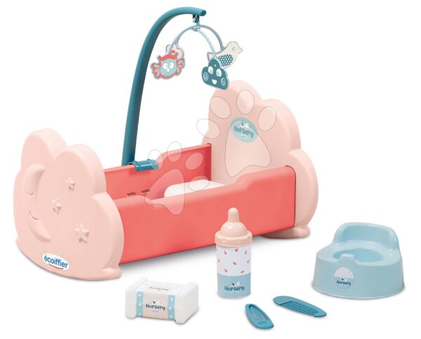 Kolébka s kolotočem Nursery Écoiffier s doplňky pro 30 cm panenku od 18 měsíců