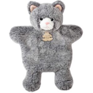 Plyšová kočička na loutkové divadlo Cat Puppet Sweety Mousse Histoire d’ Ours šedá 25 cm od 0 měsíců
