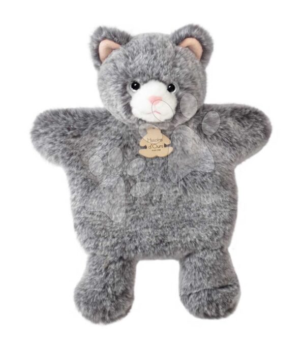 Plyšová kočička na loutkové divadlo Cat Puppet Sweety Mousse Histoire d’ Ours šedá 25 cm od 0 měsíců