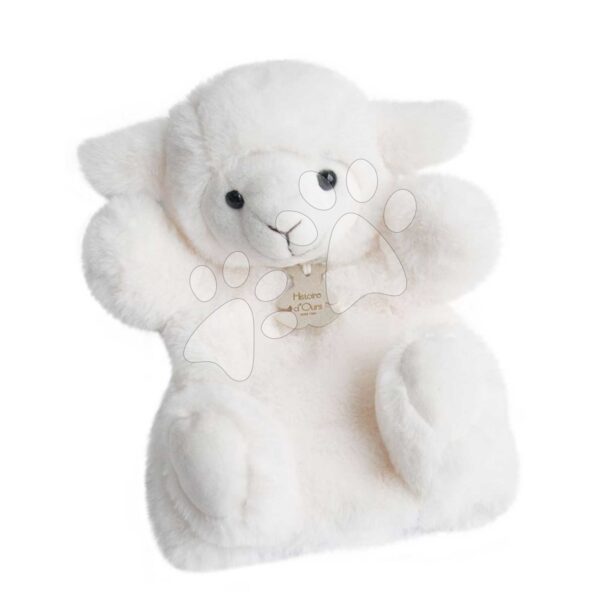 Plyšová ovečka na loutkové divadlo Lamb Puppet Histoire d’ Ours bílá 25 cm od 0 měsíců