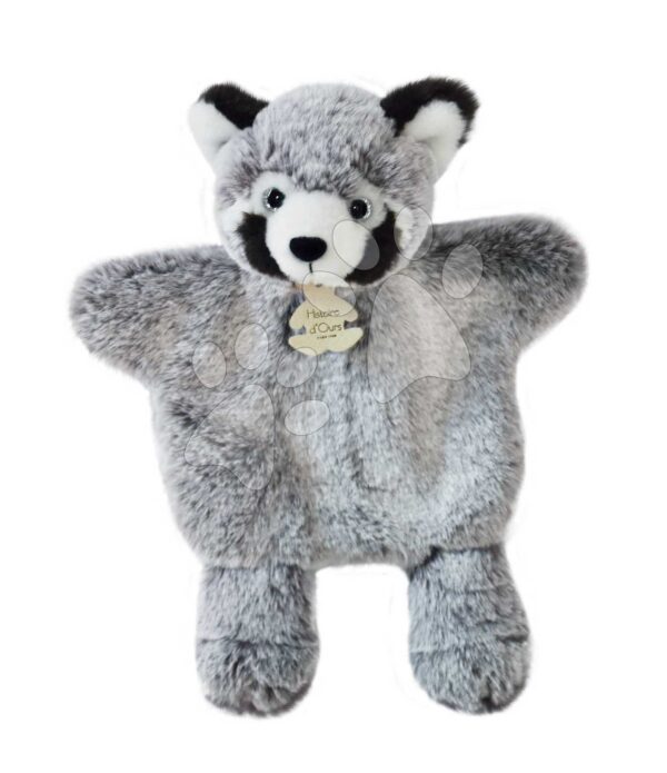 Plyšová panda červená na loutkové divadlo Red Panda Puppet Sweety Mousse Histoire d’ Ours šedá 25 cm od 0 měsíců