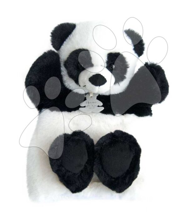 Plyšová panda na loutkové divadlo Panda Puppet Histoire d’ Ours černobílá 25 cm od 0 měsíců