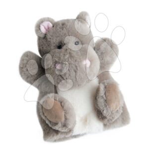 Plyšový hrošík na loutkové divadlo Hippo Puppet Histoire d’ Ours šedý 25 cm od 0 měsíců
