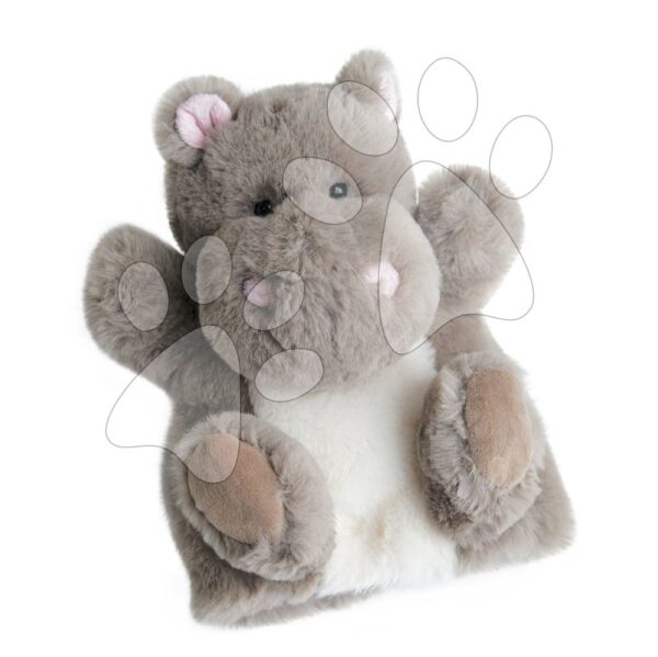 Plyšový hrošík na loutkové divadlo Hippo Puppet Histoire d’ Ours šedý 25 cm od 0 měsíců