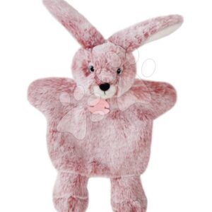 Plyšový zajíček na loutkové divadlo Bunny Puppet Sweety Mousse Histoire d’ Ours růžový 25 cm od 0 měsíců
