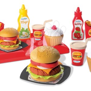 Écoiffier dětský set s hamburgery 100% Chef 2623 červený