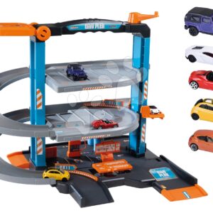 Garáž 3patrová s autoservisem Garage City Flex Majorette s manuálním výtahem automyčkou a 5 autíček