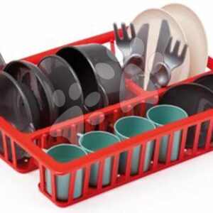 Odkapávač na nádobí Draining Board 100% Chef Écoiffier 25 cm s talíři skleničkami a příbory 19 dílů od 18 měsíců
