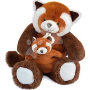 Plyšová panda s mláďátkem Red Panda Unicef Collection Doudou et Compagnie v dárkovém balení červená 25 cm od 0 měsíců