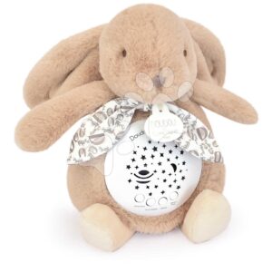 Plyšový zajíček Musical Night Light Star Projector Sand Beige Doudou et Compagnie se světlem hudbou a bílým šumem béžový 19 cm od 0 měsíců