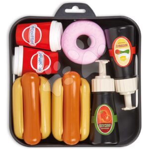Potraviny na tácku Hot Dog 100% Chef Écoiffier s kečupem a majonézou 10 dílů od 18 měsíců
