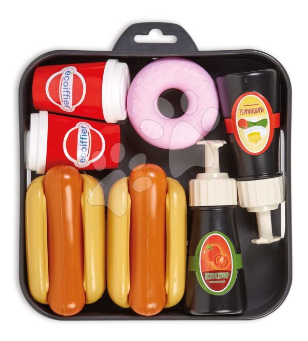 Potraviny na tácku Hot Dog 100% Chef Écoiffier s kečupem a majonézou 10 dílů od 18 měsíců