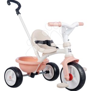 Tříkolka s volnoběhem Be Move Tricycle Pink Smoby s nastavitelnou 95 cm vodicí tyčí a tichými EVA kolečky růžová od 15 měsíců