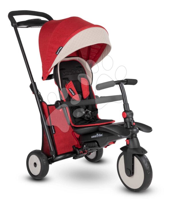 Tříkolka skládací smarTfold 7v1 Stroller Melange smarTrike 500 TouchSteering červená polstrovaná s EVA koly od 9 měsíců jako kočárek