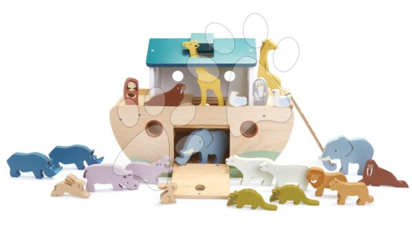 Dřevěná Noemova archa se zvířátky Noah's Wooden Ark Tender Leaf Toys 10 párů zvířat