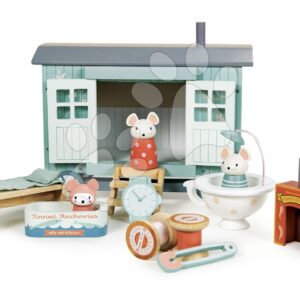 Dřevěná chatka pro myšky Secret Meadow Shepherds Hut Tender Leaf Toys z pohádky Merrywood Tales se 3 figurkami