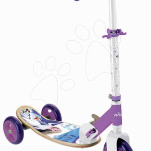Dřevěná koloběžka tříkolová Frozen Wheels Foldable Scooter Smoby skládací výškově nastavitelná a protiskluzová tichá