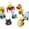 Dřevěná kosmická auta Space Race Tender Leaf Toys třídílná skládací kombinovatelná - Image 2