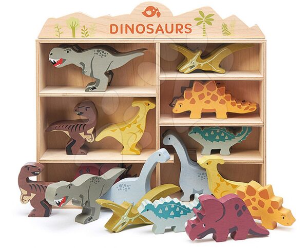 Dřevěná prehistorická zvířata na poličce 24 ks Dinosaurs set Tender Leaf Toys