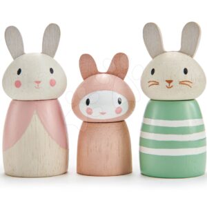 Dřevěná zaječí rodinka Bunny Tales Tender Leaf Toys otec a máma se zajíčkem