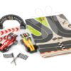 Dřevěná závodní auta Formula One Racing Playmat Tender Leaf Toys na plátěné dráze a s doplňky - Image 2