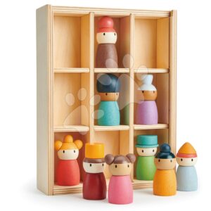 Dřevěný hotel Happy Folk Hotel Tender Leaf Toys s 9 postavičkami v pokojích