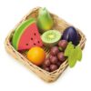 Dřevěný košík s ovocem Fruity Basket Tender Leaf Toys s hroznem hruškou melounem a švestkou - Image 2