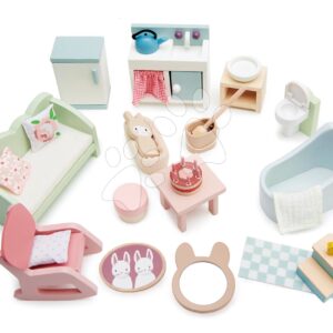Dřevěný nábytek pro panenku Countryside Furniture Set Tender Leaf Toys do do venkovského domečku pro panenku