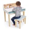 Dřevěný stůl se stoličkou Desk and Chair Tender Leaf Toys s úložným prostorem a 3 odkládací nádobky se zvířátky - Image 2