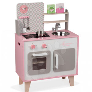 Janod dětská dřevěná kuchyňka Macaron Maxi Cooker 06567 růžová