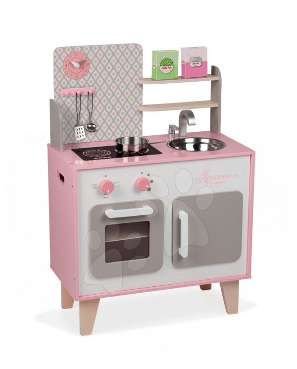 Janod dětská dřevěná kuchyňka Macaron Maxi Cooker 06567 růžová