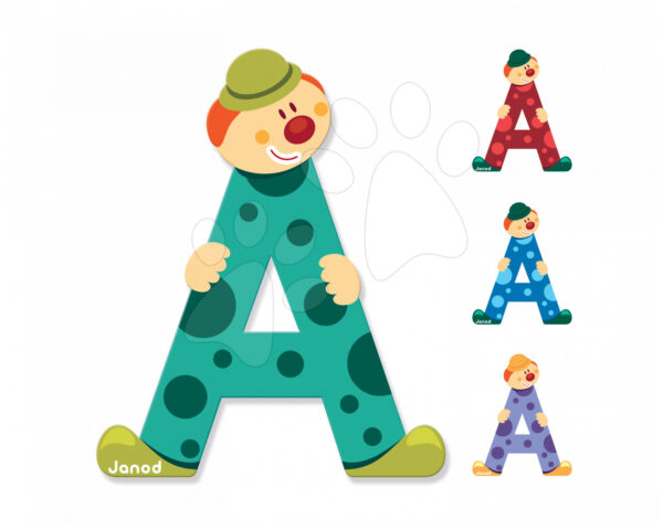 Janod dřevěné písmeno Clown Letter A 04542 4 barvy