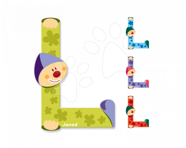 Janod dřevěné písmeno Clown Letter L 04553 modré zelené fialové oranžové