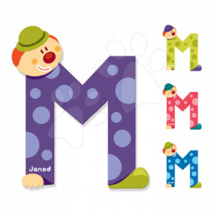 Janod dřevěné písmeno Clown Letter M 04554 modré zelené fialové růžové