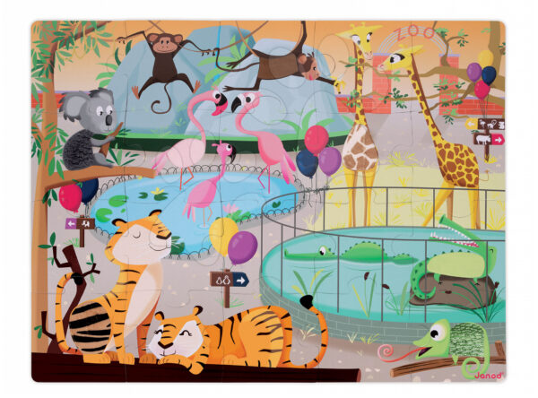 Janod puzzle pro děti Den v Zoologické zahradě 20 dílů 02774