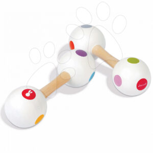 Janod rumba koule ze dřeva Confetti Maracas Barbell 07610 bílé