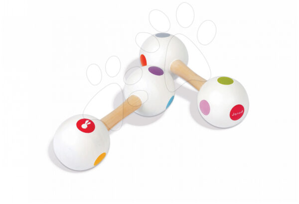 Janod rumba koule ze dřeva Confetti Maracas Barbell 07610 bílé