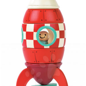 Janod skládačka ze dřeva Kit Magnet raketa 05207 červená