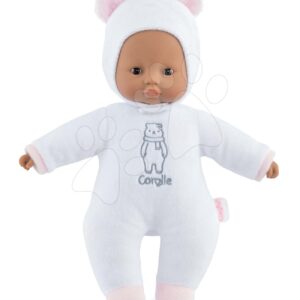 Panenka medvídek Sweet Heart White Bear Corolle s černými očima a snímatelnou kapucí s oušky 30 cm bílá od 9 měs