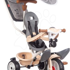 Tříkolka a kočárek v jednom s vysokou opěrkou Mickey Disney Baby Balade Plus Tricycle Smoby s brzdou a EVA koly od 10 měsíců