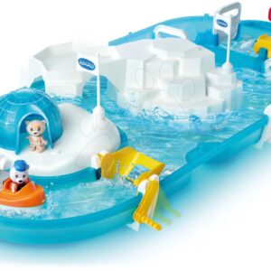 Vodní dráha Polar AquaPlay výzkumná stanice s vodní pumpou na severním pólu s ledním medvědem ve člunu 2 figurky