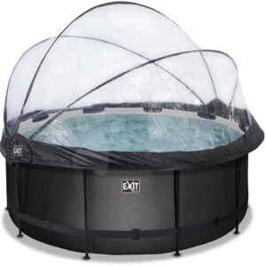 Bazén s krytem a pískovou filtrací Black Leather pool Exit Toys kruhový ocelová konstrukce 360*122 cm černý od 6 let
