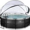 Bazén s krytem a pískovou filtrací Black Leather pool Exit Toys kruhový ocelová konstrukce 427*122 cm černý od 6 let - Image 2