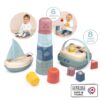 Didaktický košík s plachetnicí a skládací věží Awakenings and Bath Set Little Smoby s 8 kostkami a 6 kelímky pro jemnou motoriku od 12 měsíců - Image 2