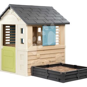 Domeček s pískovištěm a zahrádkou 2v1 Square Playhouse Life Smoby rozšiřitelný 3 okna se 2 žaluziemi a okenicemi s UV filtrem od 24 měsíců – model 2025
