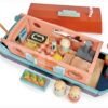 Dřevěná loďka Little Otter Canal Boat Tender Leaf Toys s 3 figurkami vyder a doplňky - Image 3