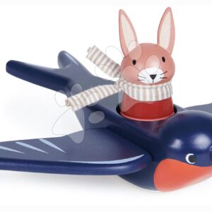 Dřevěná vlaštovka Swifty Bird Tender Leaf Toys z pohádky Merrywood Tales s figurkou zajíčka