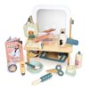 Dřevěný kadeřnický salon pro panenku Hair Salon Tender Leaf Toys s otočným zrcadlem a 18 doplňky - Image 3